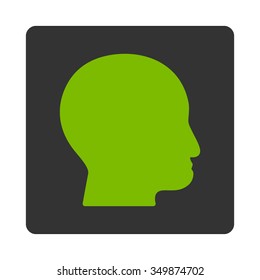 Bald Head vector icon. Style is flat rounded square button, eco green and gray colors, white background.