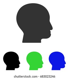 Bald Head vector pictogram. Illustration style is a flat iconic colored symbol with different color versions.