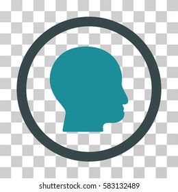Bald Head vector pictograph. Illustration style is a flat iconic bicolor soft blue symbol on a transparent background.