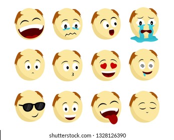 bald head young emoticons with some expressions