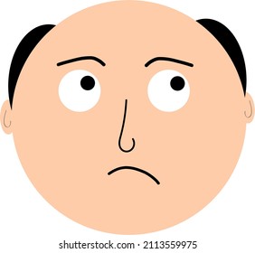 Bald headed man vector cartoon isolated 