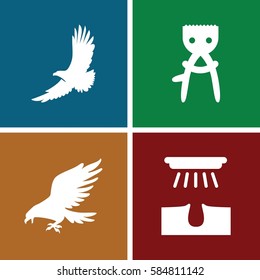bald icons set. Set of 4 bald filled icons such as eagle