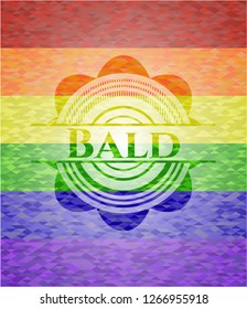 Bald lgbt colors emblem 