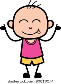 Bald Little Cartoon Boy crazy tongue out