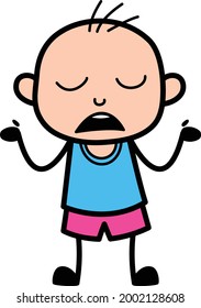 Bald Little Cartoon Boy unaware