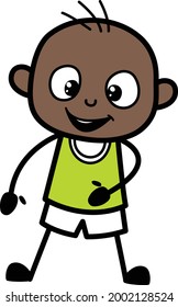 Bald Little Cartoon Boy with widen legs