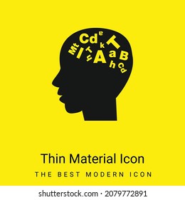 Bald Male Head Side View With Letters Inside Minimal Bright Yellow Material Icon