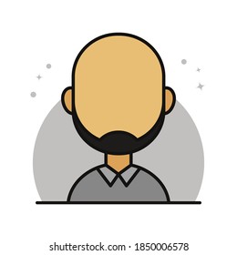 Bald Man Avatar Icon Filled Line Style. People Cartoon Character User Profile