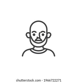 Bald man avatar line icon. linear style sign for mobile concept and web design. Bearded man with mustache outline vector icon. Symbol, logo illustration. Vector graphics