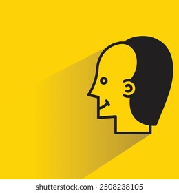 bald man avatar with shadow on yellow background