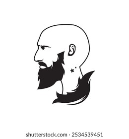 Hombre calvo con un icono de barba Ilustración vectorial
