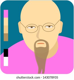 Bald man with a beard. Vector minimal flat icon.