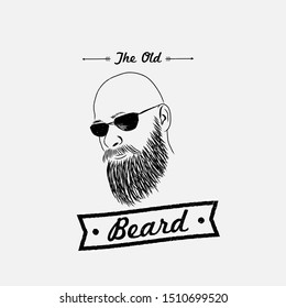 bald man with beard, vintage style vector
