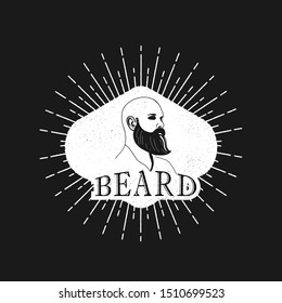 bald man with beard, vintage style vector
