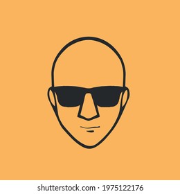 Bald Man with Black glasses face