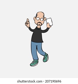 Bald man in black turtleneck shirt