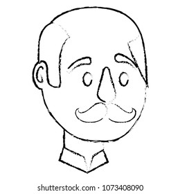 bald man character face with mustache