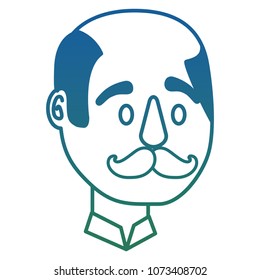 bald man character face with mustache