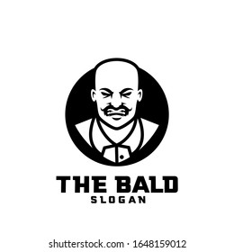 bald man character logo icon design cartoon