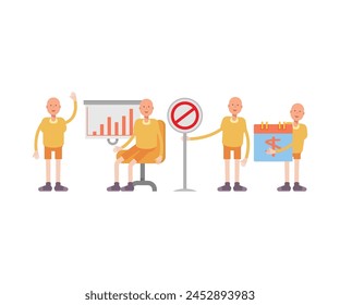 personajes de hombre calvo en diferentes poses conjunto de Vector