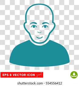 Bald Man EPS vector icon. Illustration style is flat iconic soft blue symbol on chess transparent background.