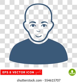 Bald Man EPS vector pictograph. Illustration style is flat iconic blue symbol on chess transparent background.