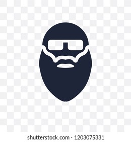 Bald man face with beard and sunglasses transparent icon. Bald man face with beard and sunglasses symbol design from People collection. Simple element vector illustration on transparent background.