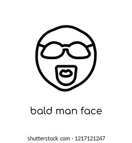 bald man face with beard and sunglasses icon. Trendy modern flat linear vector bald man face with beard and sunglasses icon on white background from thin line People collection, 