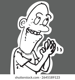 the bald man with a grateful expression cartoon style vector illustration