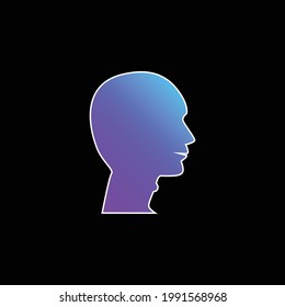 Bald Man Head blue gradient vector icon