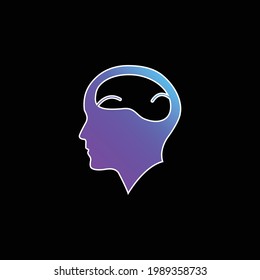 Bald Man Head With Brain blue gradient vector icon