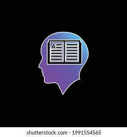 Bald Man Head With Opened Book Inside blue gradient vector icon