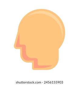 Bald man head profiles icon. Consequences of chemotherapy, medical stroked cartoon element for modern and retro design. Simple color vector pictogram isolated on white background