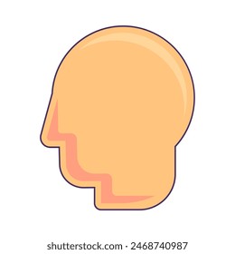 Bald man head profiles icon. Consequences of chemotherapy, medical stroked cartoon element for modern and retro design. Simple color vector pictogram isolated on white background