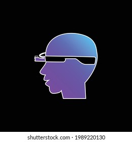 Bald Man Head Side With Google Glasses blue gradient vector icon