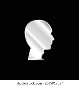 Bald Man Head silver plated metallic icon