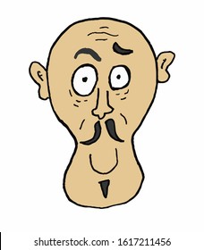 bald man head work illustration.This is vector work. Can be used as symbol, logo.