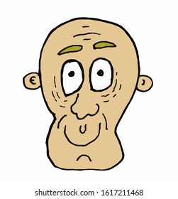 bald man head work illustration.This is vector work. Can be used as symbol, logo.