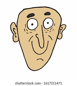 bald man head work illustration.This is vector work. Can be used as symbol, logo.