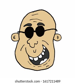bald man head work illustration.This is vector work. Can be used as symbol, logo.