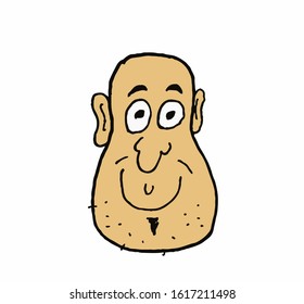 bald man head work illustration.This is vector work. Can be used as symbol, logo.