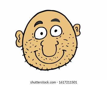 bald man head work illustration.This is vector work. Can be used as symbol, logo.