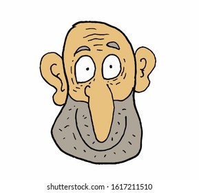 bald man head work illustration.This is vector work. Can be used as symbol, logo.