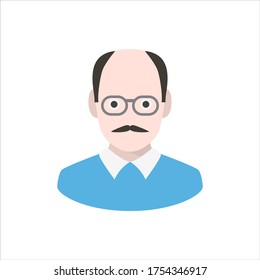 Bald man icon on white background