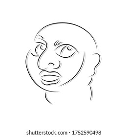Bald man icon with shadow