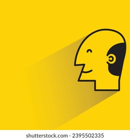 bald man icon with shadow on yellow background