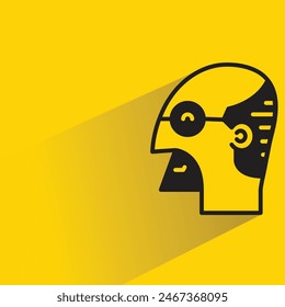 bald man icon with shadow on yellow background