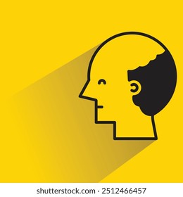 bald man icon with shadow on yellow background