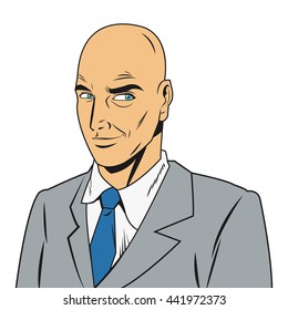bald man with jacket and tie