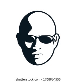 bald man logo design vector